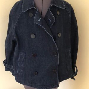 Cropped denim peacoat